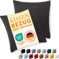 Blumtal Kissenbezug 80x80 cm im 2er Set weich 80x80 - Kopfkissen 80x80 Bezug - Kissen 80x80 Bezug 80x80 Anthrazit