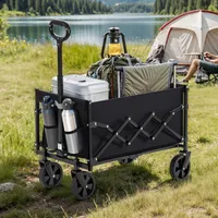 SONGMICS Handwagen faltbar, Bollerwagen, Gartenwagen, kompakt, mhit Griff, mit 4 verstärkten Rollen, davon 2 Universalräder, bis 150 kg belastbar