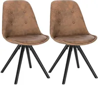 WOLTU 2xEsszimmerstühle 2er Set Esszimmerstuh, Sitzfläche aus Stoffbezug, Design Stuhl, Küchenstuhl, Holzgestell, Antiklederoptik Dunkelbraun