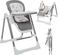 Baby Vivo 3in1 Kinderhochstuhl / Babywippe höhenverstellbar für Kinder - Lulu in Grau