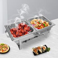 Ohřívač potravin z nerezové oceli 8,5 l 2 slot Chafing Dish Warming Container Square Heating Container Buffet Container with Lid