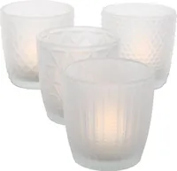 Boltze Windlicht Set Marilu 4-tlg weiß matt Deko-Gläser Kerzenständer ü 8 cm