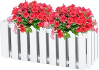 Balkonkasten Blumentopf Pflanzkasten Zaun Weiß B 38cm 6 L Balkontopf Garten Blumenkasten Zaunimitation Geländer Optik Kunststoff