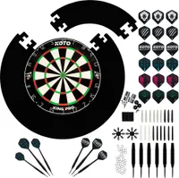 KOTO - King Pro Edition Schwarz Incl. Surround & Accessory Kit Steeltip 90 Stücks, 2 Sets Dartpfeile 23 G, 6x3 Flights, 6x3 Shafts