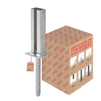 TRIBECCO Bodenhülse 390 mm feuerverzinkt mit Betonanker für 60x40 mm Metall-Zaunpfosten