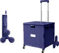Einkaufstrolley, Shoppingwagen, Tragbar, 360° Universalrad, 45L, Zusammenklappbar