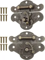 'FUXXER® - 2x Antike Verschlüsse, Rast-Haken, Schloss, Bronze Eisen Design, Beschläge für Truhen Kist'