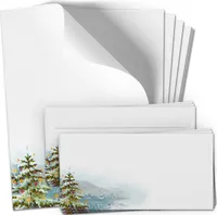 10 Briefpapier mit Briefumschlag SET | Weihnachten Tannenbaum weihnachtlich | Papier und Umschlag mit Design-Motiv bedruckt | 90 g/m²