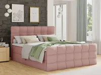 Boxspringbett Best Lux mit Fußteil, 2 Bettkästen, Bonell-Matratze und Topper (Pink (Inari 52), 160 x 200 cm)