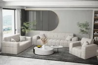 Sofaset Designersofa NANCY 3-2-1 in Stoff Neve Beige