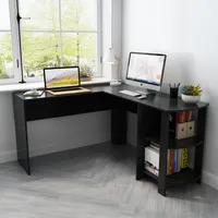 Mondeer Eckschreibtisch Computertisch L-Förmig Schreibtisch mit 2 abgerundeten Ablagen Großer fürs Arbeitszimmer Wohnzimmer Büro Schwarz