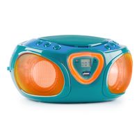 auna Roadie Boombox - CD Player Bluetooth 5.0 mit 2 x 1,5 Watt RMS Stereo-Lautsprechern - Ghettoblaster mit Music2Light-LED-Beleuchtung - UKW/DAB/DAB+ Radio - CD-Player