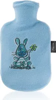 Wärmflasche m. Flauschbezug blau