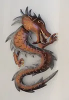 Drachen Wanddeko Metall Wandbild Drache Gecko Lurch Echse Deko Figur Skulptur