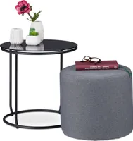 relaxdays Beistelltisch mit integriertem Hocker