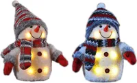 2er Set Schneemann Dekofigur LED Weihnachtsfiguren