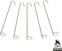 5 Stück - Standardräucherhaken, 13 cm, einfach - Edelstahl