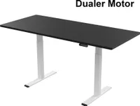 ALLDREI elektrisch stufenlos höhenverstellbarer Schreibtisch (180 x 80 CM), 4 Speicher-Positionen, 2 Motoren, 2-Fach-Teleskop, mit Tischplatte, antikollision (Weiß+Schwarz)