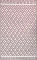 BELIANI Outdoor u. Indoor Teppich Rosa u. Weiß 120 x 180 cm Modernes Muster Rechteckig Kurzflor Gartenaccessoires Terrasse Balkon Wohnzimmer