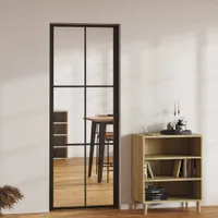 vidaXL Innentür ESG Glas und Aluminium 76x201,5 cm Schwarz