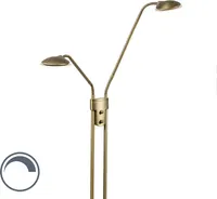 QAZQA - Moderne Stehleuchte mit Leseleuchte I Stehlampe I Standleuchte I Lampe I Leuchte Bronze mit Leselampe inkl. LED - Eva Dimmer I Dimmbar I Wohnzimmer I Schlafzimmer - Stahl Länglich - I (nicht a