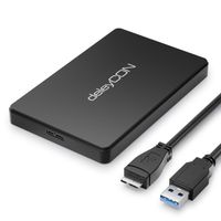 deleyCON SSD Festplattengehäuse USB 3.0 für 2,5“ Zoll SATA 3 SSD / HDD / 7mm / 9,5mm SATA III Festplatten Externes Gehäuse UASP [Schwarz]