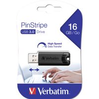 Verbatim PinStripe 16GB 16GB USB 3.0 Schwarz USB-Stick - USB-Stick - 16 GB - USB 3.0