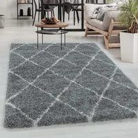 Carpetsale24 Hochflor Teppich Wohnzimmer Modern Rauten Design Teppich Shaggy Flauschig Weich Grösse 200x290 cm