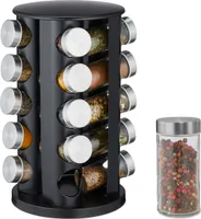 relaxdays Edelstahl Gewürzkarussell mit 20 Gläsern