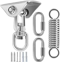 Deckenhaken Hängesessel, Schwingfeder 300KG, 360°Drehen Schwerlast Deckenhalterung, Edelstahl Boxsack Halterung für Hängesessel, Boxsack