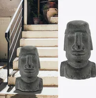 Moai Kopf "Design2" Steinkopf Gartenfigur H46cm Magnesia Büste Skulptur Dekofigur Steinstatue Osterinsel