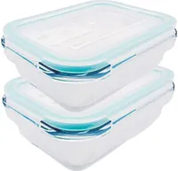 2 Stück Steuber Cloc Frischhaltedose aus Glas, 1000 ml, rechteckig, Glas bis 400°C