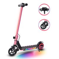 Elektroscooter Mit Stoßdämpfende Funktion, LED-Anzeige E Scooter, Faltbarer Elektroroller Geschenk Für Kinder und Jugendliche Ab 6-16 Jahren- Rosa