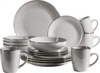 Mäser 931627 Metallic RIM jedálenský servis pre 4 osoby, kamenina, sivá (1 sada, 16 kusov)