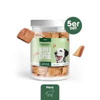 KAUDAS Hundesnack PferdPur – 5× 80g gefriergetrocknetes Pferd - 400g Rohgewicht