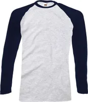 Fruit of the Loom - T-Shirt für Herren - Baseball Langärmlig RW9784 (L) (Grau/Marineblau)