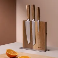 Navaris Messerhalter doppelseitig magnetisch aus Akazie - Magnet Messerblock Messerbrett Magnethalter beidseitig - Messer Halterung Holz unbestückt