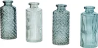 4er Set Vase Grün H14cm Glas Blumenvase Tischdeko Frühling Blumendeko Glasvase
