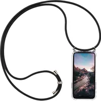 Handykette Schwarz + Hülle für Samsung Galaxy A02s Schutzhülle mit Trage Band Kordel Schnur Case zum umhängen