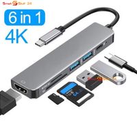 6 in 1 USB C Hub Adapter HDMI 4K USB 3.0 Micro SD für Mac HDTV Samsung Notebook