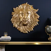 riess-ambiente Goldene Wanddeko WILDLIFE LION 60cm gold Metall Löwenkopf-Skulptur Wandbild Dekoration Wandskulptur