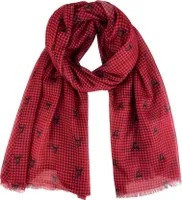 Trachten Halstuch Schal Kariert mit Hirschmotiv 185 x 70 cm | Rot