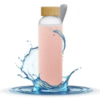 Aquafloow Glasflasche 0,7 Liter - Trinkflasche Glas 700ml mit Neoprenhülle - rosa