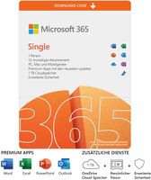 Microsoft 365 Single (Personal) | 5 Geräte | 1 Benutzer | 1 Jahr | PC/Mac | Download-Version