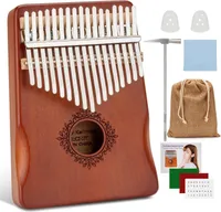 Schlagzeug Kalimba 17 Schlüssel, Daumenklavier inkl. Stimmhammer & Lernwerkzeuge