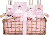 BRUBAKER Cosmetics - Danke Mama - 13-teiliges XXL Muttertags Bade- und Dusch Set - Rosen Vanille Duft - Geschenkset in dekorativem Korb