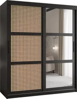 MEBLE KRYSPOL PLECIONKA 2 Zweitüriger Schrank Spiegel, 200x150x62cm - Schwarz, Schwarz, Schwarz