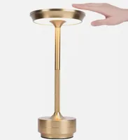 LED Tischlampe Kabellos Dimmbare Metall Aluminium Touch Dimmbar Tischleuchte Schreibtischlampe (Gold)