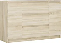 Komoda z szufladami, dąb Sonoma, 120 x 39 x 78 cm, 2 drzwi, 3 szuflady