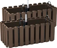 2x Blumenkasten 40 cm Blumentopf mit Halterungen Pflanztopf Wasserstandsanzeiger Balkonkasten Pflanzkästen Braun